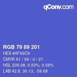 Color code: RGB 79 89 201 | qconv.com