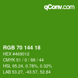 Color code: RGB 70 144 18 | qconv.com