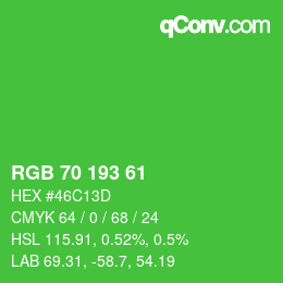 カラーコード: RGB 70 193 61 | qconv.com