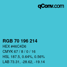 Farbcode: RGB 70 196 214 | qconv.com