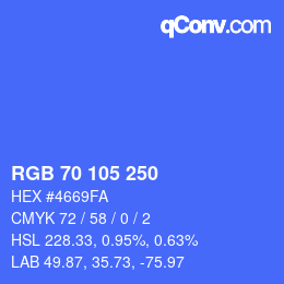 Farbcode: RGB 70 105 250 | qconv.com