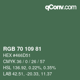 Farbcode: RGB 70 109 81 | qconv.com