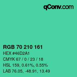 Código de color: RGB 70 210 161 | qconv.com