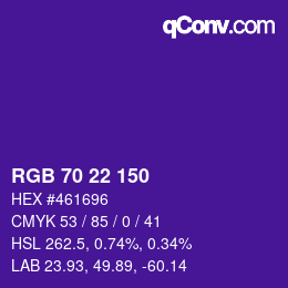 Farbcode: RGB 70 22 150 | qconv.com