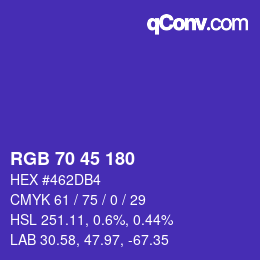 Color code: RGB 70 45 180 | qconv.com