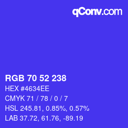 Código de color: RGB 70 52 238 | qconv.com