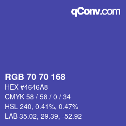 Farbcode: RGB 70 70 168 | qconv.com