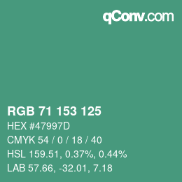 Color code: RGB 71 153 125 | qconv.com