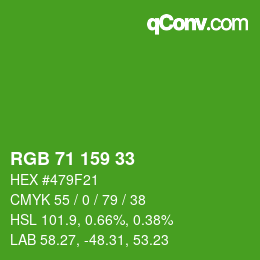 Color code: RGB 71 159 33 | qconv.com