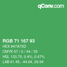 Color code: RGB 71 167 93 | qconv.com