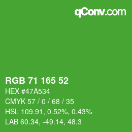 Código de color: RGB 71 165 52 | qconv.com