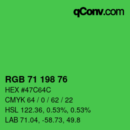 Farbcode: RGB 71 198 76 | qconv.com