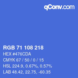 Code couleur: RGB 71 108 218 | qconv.com