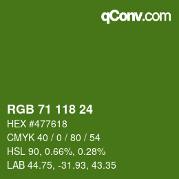 Farbcode: RGB 71 118 24 | qconv.com