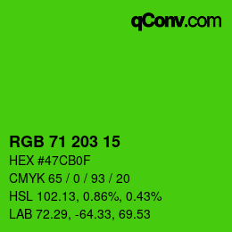 Code couleur: RGB 71 203 15 | qconv.com