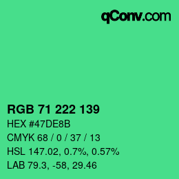 Farbcode: RGB 71 222 139 | qconv.com