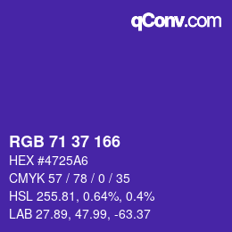 Color code: RGB 71 37 166 | qconv.com