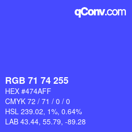 Farbcode: RGB 71 74 255 | qconv.com