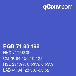 Color code: RGB 71 88 198 | qconv.com