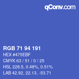 Code couleur: RGB 71 94 191 | qconv.com