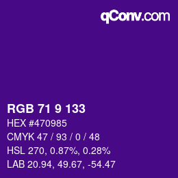 カラーコード: RGB 71 9 133 | qconv.com