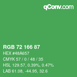 カラーコード: RGB 72 166 87 | qconv.com