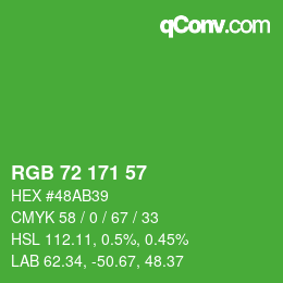 Color code: RGB 72 171 57 | qconv.com