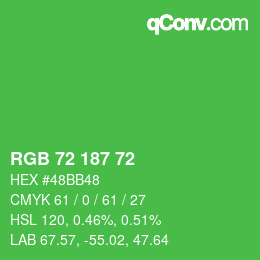 Código de color: RGB 72 187 72 | qconv.com