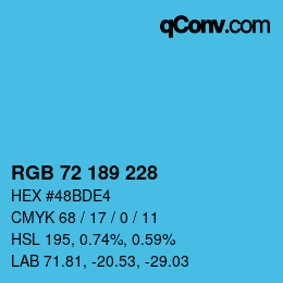 Código de color: RGB 72 189 228 | qconv.com