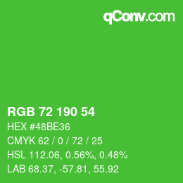 Code couleur: RGB 72 190 54 | qconv.com