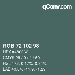 カラーコード: RGB 72 102 98 | qconv.com