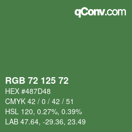 Color code: RGB 72 125 72 | qconv.com