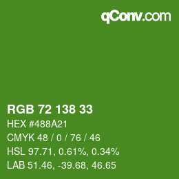 Color code: RGB 72 138 33 | qconv.com