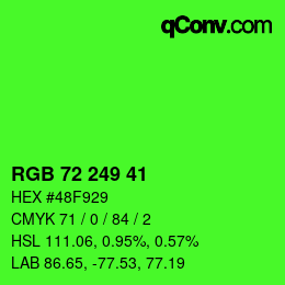 Farbcode: RGB 72 249 41 | qconv.com