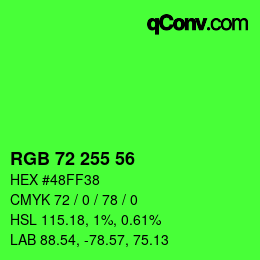 Color code: RGB 72 255 56 | qconv.com