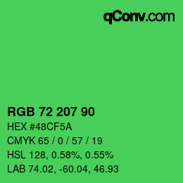 Código de color: RGB 72 207 90 | qconv.com