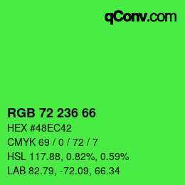 Color code: RGB 72 236 66 | qconv.com