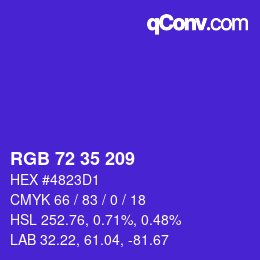 カラーコード: RGB 72 35 209 | qconv.com