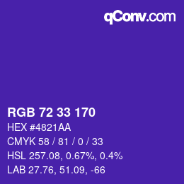 Code couleur: RGB 72 33 170 | qconv.com