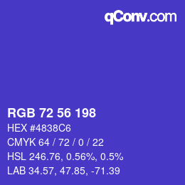 Color code: RGB 72 56 198 | qconv.com