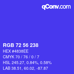 Farbcode: RGB 72 56 238 | qconv.com