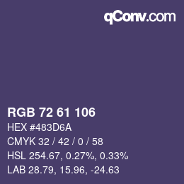 カラーコード: RGB 72 61 106 | qconv.com