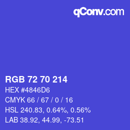 カラーコード: RGB 72 70 214 | qconv.com