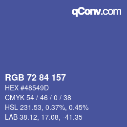 Color code: RGB 72 84 157 | qconv.com