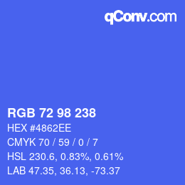 カラーコード: RGB 72 98 238 | qconv.com
