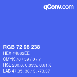 カラーコード: RGB 72 98 238 | qconv.com