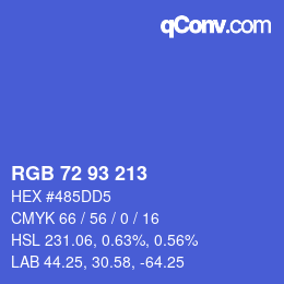 カラーコード: RGB 72 93 213 | qconv.com