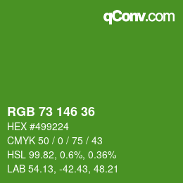 Color code: RGB 73 146 36 | qconv.com