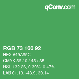 Color code: RGB 73 166 92 | qconv.com