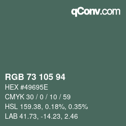 カラーコード: RGB 73 105 94 | qconv.com